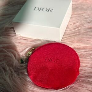 Dior Red Velvet Poison Coin Pouch with Gold keychain BNIB
